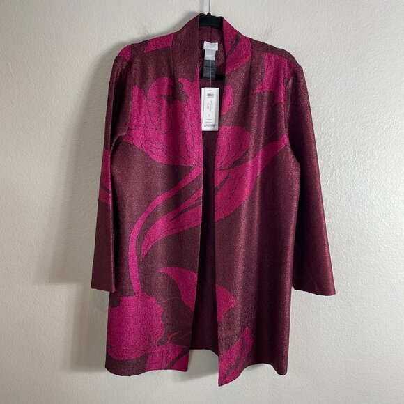 NEW $169 Chicos Travelers Womens Medium Reversible Crushed Jacket Deep Chianti - Picture 13 of 16